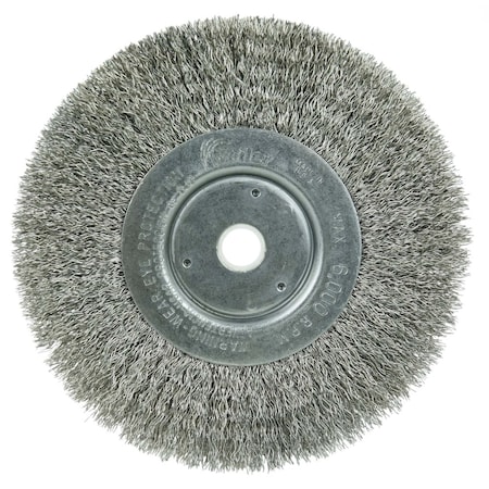 Weiler 6" Narrow Face Crimped Wire Wheel, .0118" Fill, 5/8"-1/2" Arbor Hole 1705